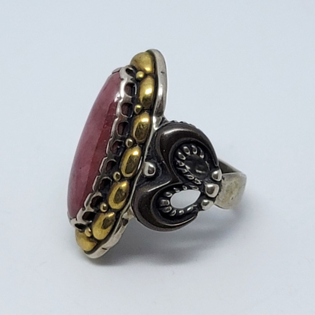Sterling Copper Brass Rhodonite Ring 50$